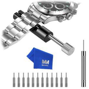 MMOBIEL 시계 밴드 스트랩 링크 핀 제거기 스프링 푸셔 스틸 펀치가 있는 제조업체용 수리 도구 키트 조정