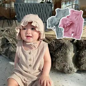 우드단추 아동 민소매 우주복 모자세트 205154 KDF3+6eZS