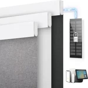 리모컨이 있는 DENFoon 전동 블라인드 무료 태양광 패널이 맞춤형 암막 스마트 그늘막 윈도우용 무선 자동