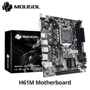 MOUGOL H61M 게임용 마더보드 M.2 NVME PCIEx16 DVI는 데스크탑 PC용 듀얼 채널 DDR3 RAM Intel Core 2/3 G