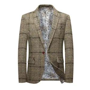 남사친 캐주얼 슬림핏 통한 을 자켓 장기간 체크 코트 정장 싱글 정장재킷 admr1