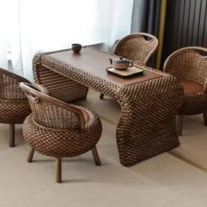 라탄테이블 세트 4인 야외 정원 야외용 테이블 야외테이블