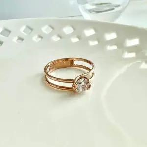 두줄 큐빅 포인트 반지 18k 화이트골드 13호