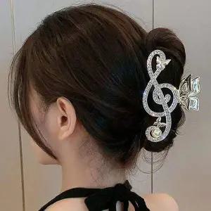 올림 반묶음 긴 머리 헤어 큐빅 포인트 왕 집게 핀 왕집게핀