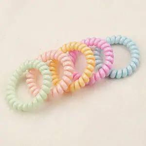 여자 기본 파스텔 전화선 스프링 머리 헤어끈 5종세트 아동머리끈