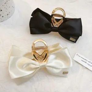 여성 12cm 새틴리본 집게핀 1P 올림머리 헤어집게 데일리집게핀