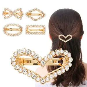 여성 반묶음 자동헤어핀 1P 큐빅 진주 예쁜 포인트핀 패션헤에핀