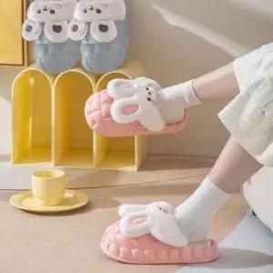 겨울 방한 털슬리퍼 푹신한 토끼 실내화 여성 거실실내화
