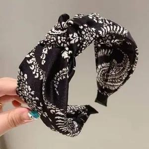 패턴 린넨머리띠 헤어밴드 여름 디자인 와이드 꼬임