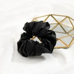 곱창머리끈 가죽머리끈 스타일 블랙 레더 머리끈 헤어