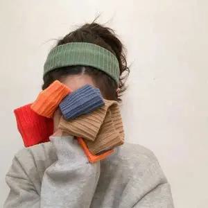 헤어띠 니트 와이드 스트레치 머리띠 헤어밴드 레트로