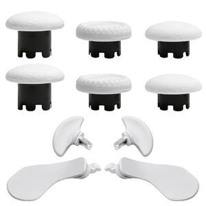 PS5 듀얼센스 엣지 컨트롤러용 10-in-1 메탈 엄지스틱 교체, 4 메탈릭 백 패들 트리거 버튼 수리 부품 6개 아날로그 조이스틱(화이트) [비디오 게임]