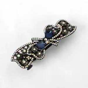 리본 보석 헤어핀(블루) 큐빅머리핀