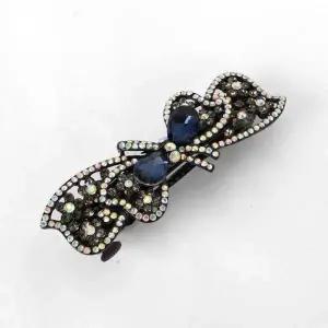 리본 보석 헤어핀(블루) 큐빅머리핀