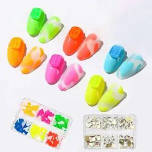 네일아트 여름네일 형광 네온 플랫 스톤 60p 세트 8종