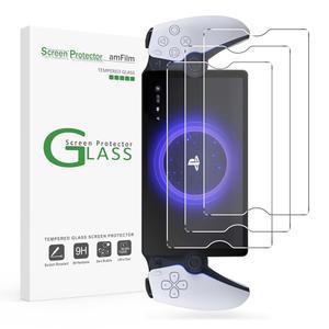 AmFilm 3팩 강화 유리 스크린 프로텍터: PlayStation 포털 리모컨 8인치 - 간편한 설치 키트, 투명 울트라 HD, 긁힘 방지, 지문 방지 기능이 있는