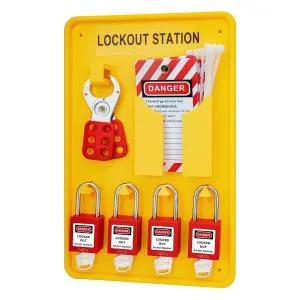 TAEGIQI Lockout Tagout Station with Loto 황동 4개의 Devices 자물쇠 Hasp Kit U02 위한 안전 준수를