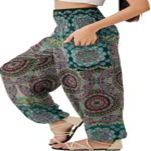 여성용 주브 보호 팬츠 - 히피 하렘 요가 편안한 보헤미안 플로피 의류