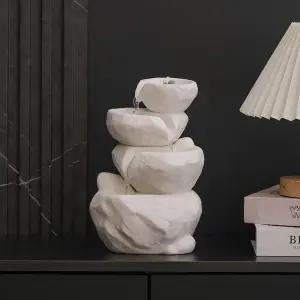 야외 실내 분수 테이블탑 워터 피처 폭포 홈 앤 가든 장식 (흰색)