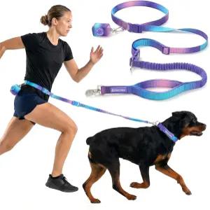 스파크 발 핸즈프리 개 목줄 - 달리기용 충격 흡수 허리 번지 리드 자동차 안전벨트 클립 및 배변 가방