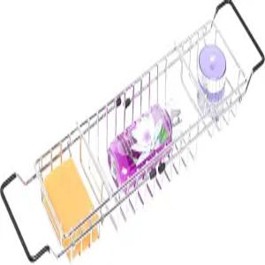 고무 손잡이가 있는 확장 가능한 금속 욕조 캐디