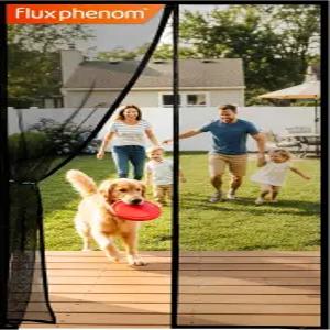 플럭스 페놈 마그네틱 스크린 도어 - 버그 아웃 브리즈 인 9분 자동 밀봉 헤비 듀티 이중 스티치 메시 52개