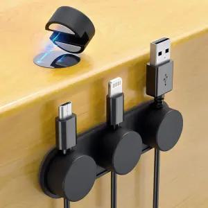 실리콘 마그네틱 케이블 클립 4+1 사무용 책상 나이트스탠드 정리용 쉬우자 전화 코드 홀더 Mag Dock 저장