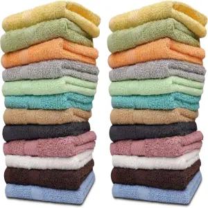 주페리아 100 면 목욕물 24팩 - 12인치 x 얼굴용 고흡수성 부드러운 수건 체육관 호텔 스파 품질 재사용
