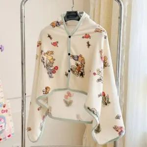 남녀공용 사무실 캠핑 차박 일러스트 망토 담요 대형