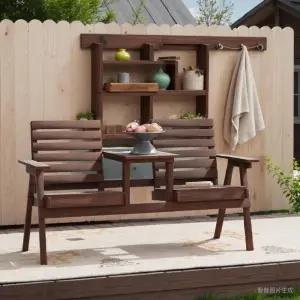 등받이 야외의자 2인용 원목 조경용 카페 세트 클래식 테이블 정원