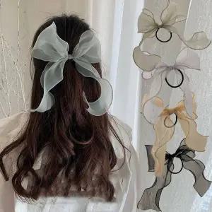 TBZ 쉬폰 시스루 리본 포인트 여성스럽고 가벼운 일체형 머리끈