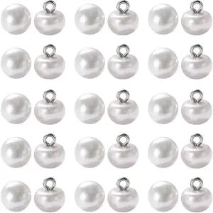 포콕셀 30개 화이트 펄 버튼 재봉용 10mm 원형 샹크
