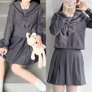 TBZ 블랙라인 그레이 세라복 프레피룩 긴팔 교복세트