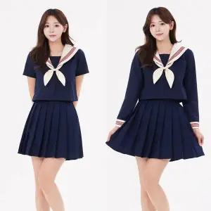 TBZ 레드라인 네이비 마린 세라복 프레피룩 교복세트