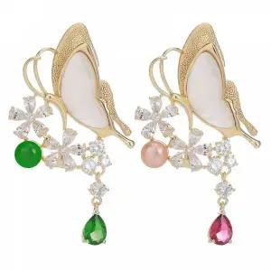 [콩심팥심]TBZ 나비 AAA지르코니아 백자개 호접 담수진주 브로치