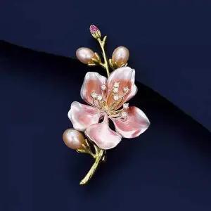 [오너클랜]TBZ 벚꽃 모티브 미니 진주 옷핀 새봄 브로치 지르코니아