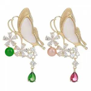 [오너클랜]TBZ 나비 AAA지르코니아 백자개 호접 담수진주 브로치