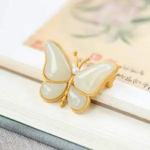 [오너클랜]TBZ 나비 브로치 진주 시리즈 옥 자연주의 팬던트 겸용