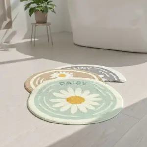 보들보들한 극세사 데이지 반달 발매트 현관 욕실 미끄럼방지 3색