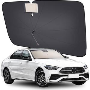 [2025년 업그레이드] 커버라도 윈드실드 선쉐이드, UPF80+ 차량용 블록 열 및 자외선 차단, 두꺼운 비닐 코팅으로 내부를 시원하게 보호, 세단/SUV용 M 57 u201Dx32 u201D