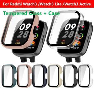 호환 Redmi Watch 3 /3 Lite /3 용 유리 케이스 Redmi Watch3 용 액티브 스마트 시계 스트랩 범퍼 커버 화면 보호기