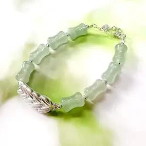 TBZ H32 동릉옥과 925실버 이삭 행운팔찌 소원팔찌