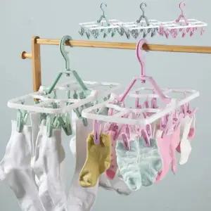 [에이치플러스몰]TBZ 다용도 손수건 양말 접이식 미니 집게 달린 건조 걸이