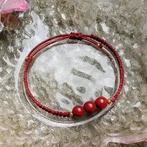 TBZ 삼심홍 붉은행운팔찌A5 소원팔찌 길이조절가능 매듭