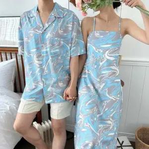 휴가철 썸머룩 비치웨어 남녀커플 바캉스룩 마블링