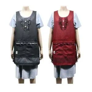 라운드넥 프릴 원피스앞치마 FREE 꽃집 공방 요양병원 앞치마 주방앞치마 예쁜앞치마