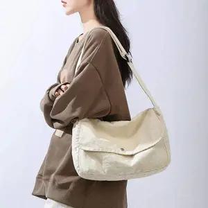 [오너클랜]WL 캔버스 여성 크로스 백 숄더 대 학생 가방 아이보리