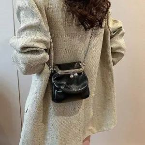 [오너클랜]WL 여성 미니 크로스 백 데일리 가죽 체인 가방 블랙 여행크로스백