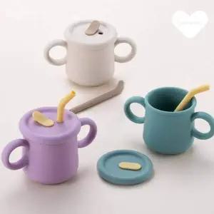 [오너클랜]TBZ 밀페용기 리틀럽 실리콘 빨대컵 200ml(아이보리)