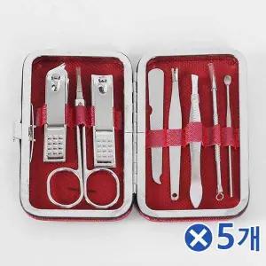 [오너클랜]TBZ 휴대용 네일케어 손톱깎이 8종세트-레드x5개 손톱정리